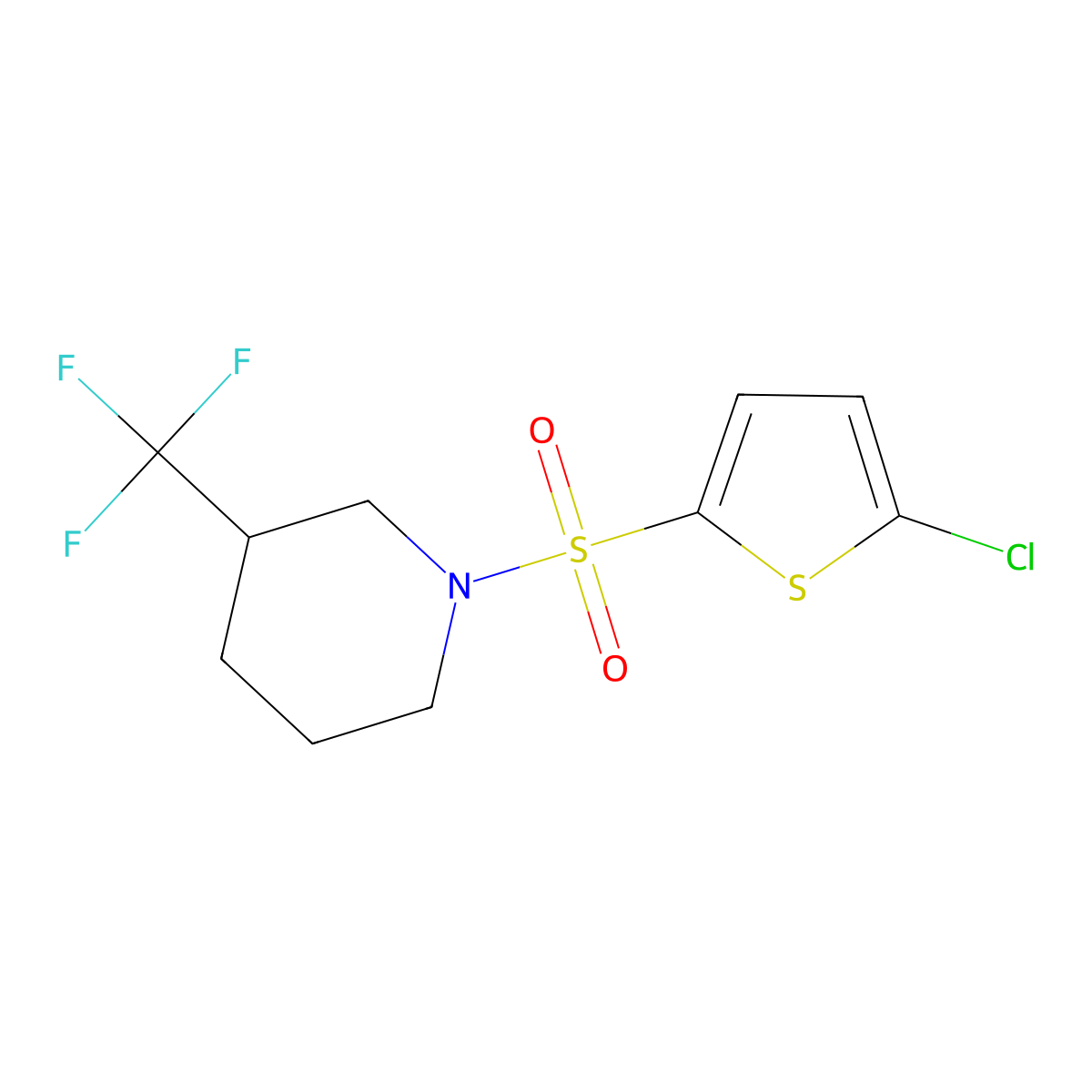 1-[(5-Chlorothiophen-2-yl)sulfonyl]-3-(trifluoromethyl)piperidine molecular structure, CAS 500149-14-4