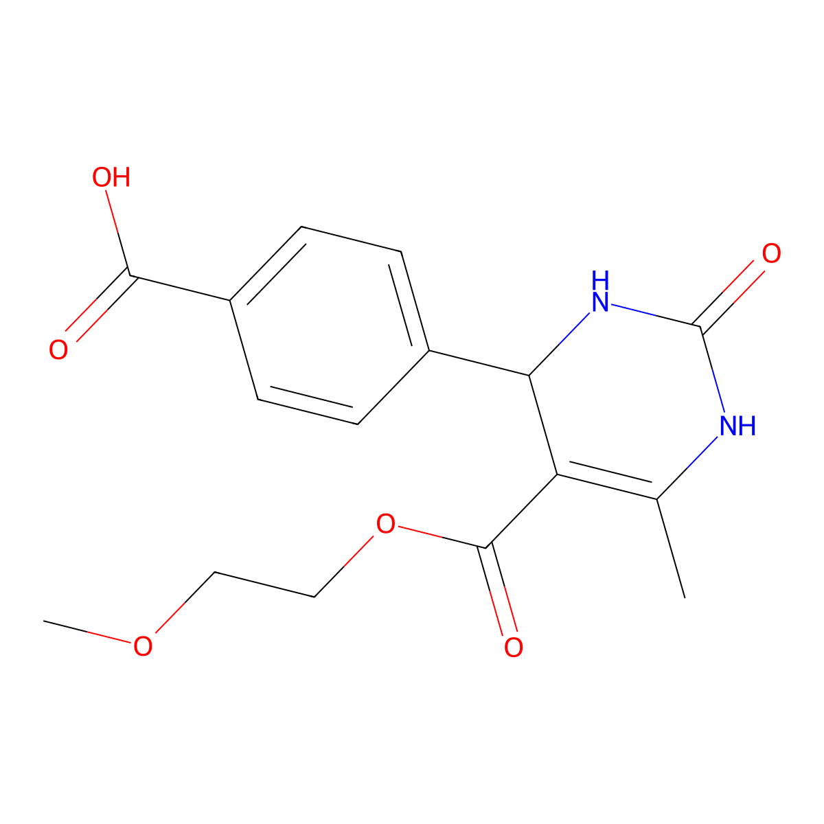 4-[5-(2-methoxyethoxycarbonyl)-6-methyl-2-oxo-3,4-dihydro-1H-pyrimidin-4-yl]benzoic Acid molecular structure, CAS 500149-16-6