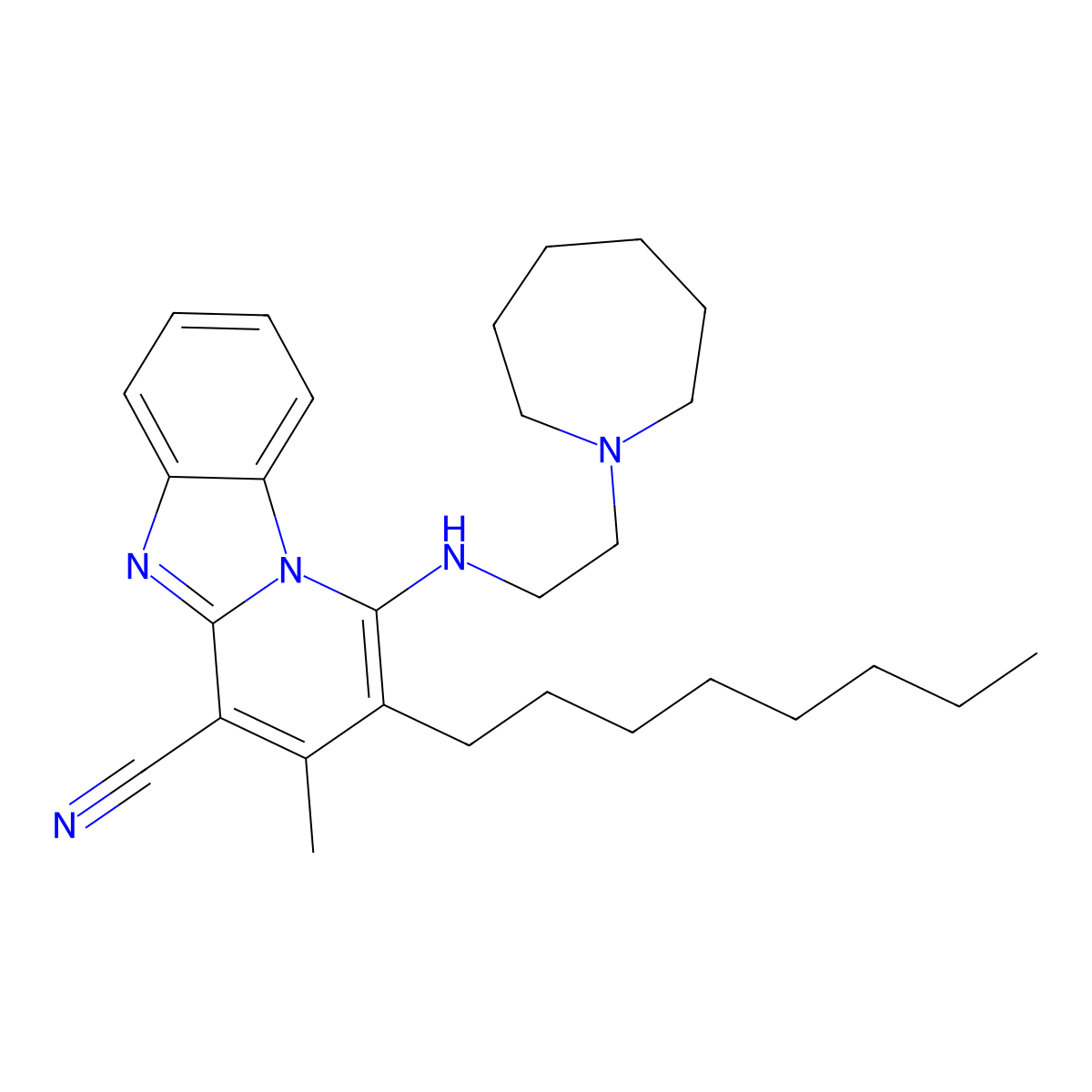 1-[2-(Azepan-1-yl)ethylamino]-3-methyl-2-octylpyrido[1,2-a]benzimidazole-4-carbonitrile molecular structure, CAS 500149-21-3