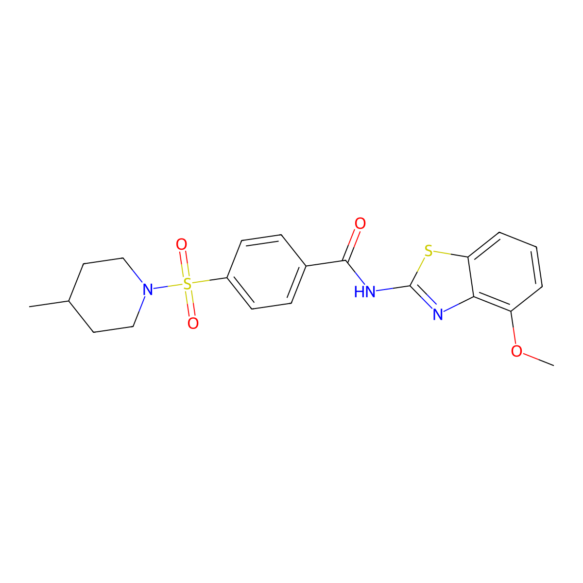 N-(4-methoxybenzo[d]thiazol-2-yl)-4-((4-methylpiperidin-1-yl)sulfonyl)benzamide molecular structure, CAS 500149-30-4