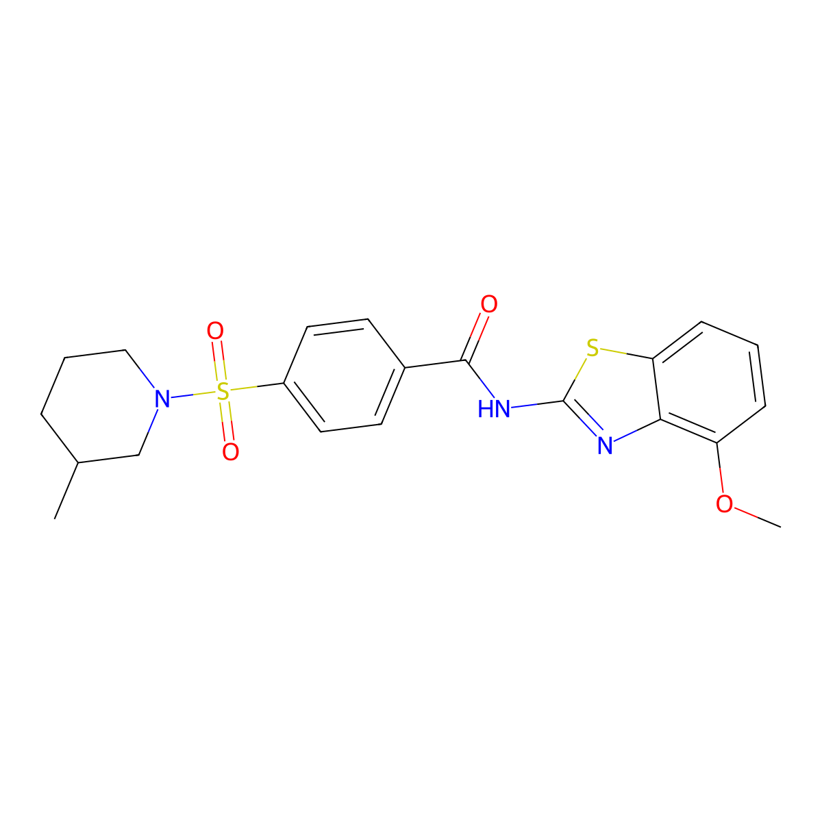 N-(4-methoxy-1,3-benzothiazol-2-yl)-4-[(3-methylpiperidin-1-yl)sulfonyl]benzamide molecular structure, CAS 500149-31-5