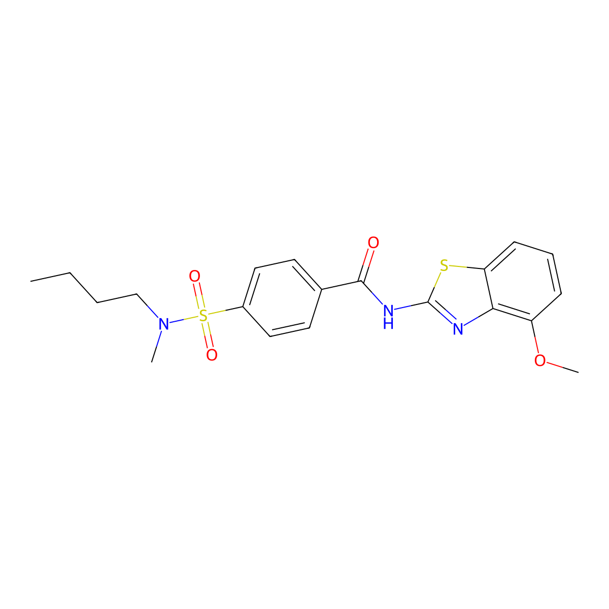 4-[butyl(methyl)sulfamoyl]-N-(4-methoxy-1,3-benzothiazol-2-yl)benzamide molecular structure, CAS 500149-34-8