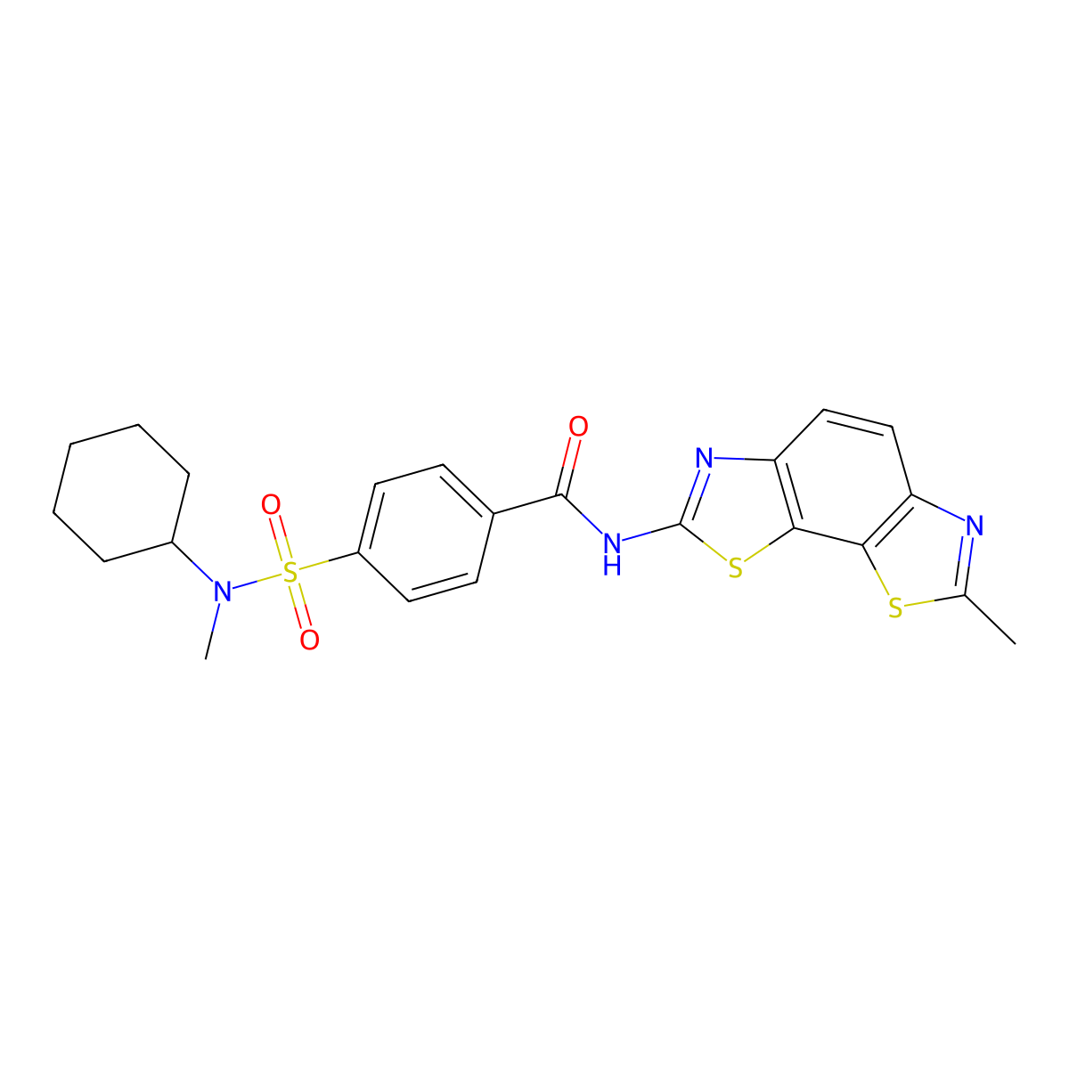 4-[cyclohexyl(methyl)sulfamoyl]-N-(7-methyl-[1,3]thiazolo[4,5-g][1,3]benzothiazol-2-yl)benzamide molecular structure, CAS 500149-51-9