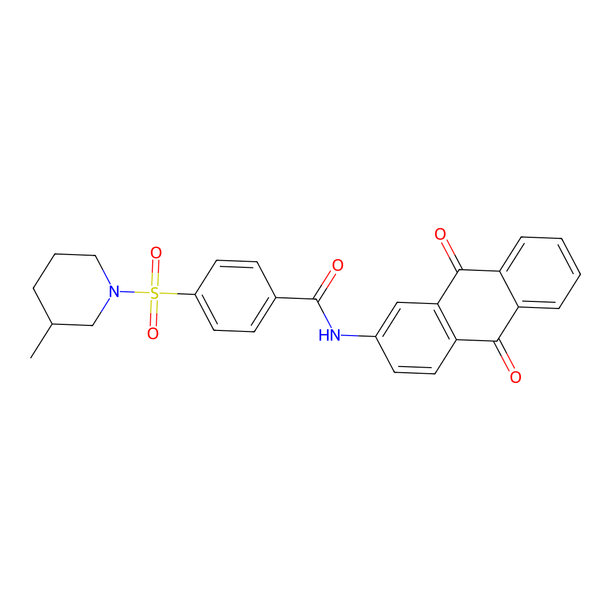 N-(9,10-dioxo-9,10-dihydroanthracen-2-yl)-4-[(3-methylpiperidin-1-yl)sulfonyl]benzamide molecular structure, CAS 500149-56-4