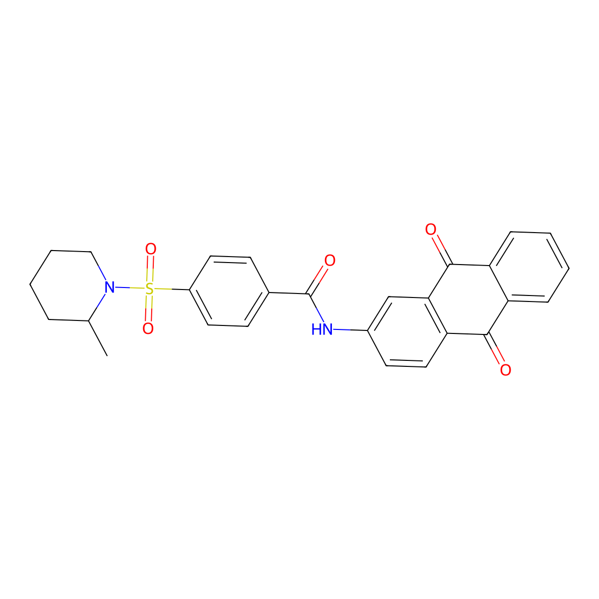 N-(9,10-dioxo-9,10-dihydroanthracen-2-yl)-4-((2-methylpiperidin-1-yl)sulfonyl)benzamide molecular structure, CAS 500149-57-5