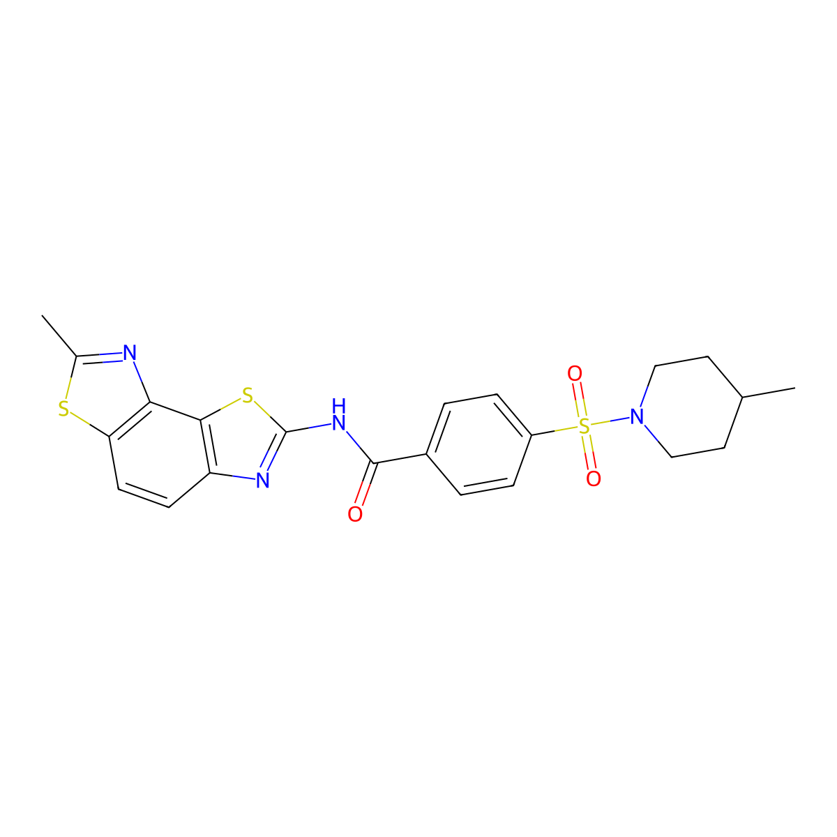 4-(4-methylpiperidin-1-yl)sulfonyl-N-(7-methyl-[1,3]thiazolo[5,4-e][1,3]benzothiazol-2-yl)benzamide molecular structure, CAS 500149-65-5