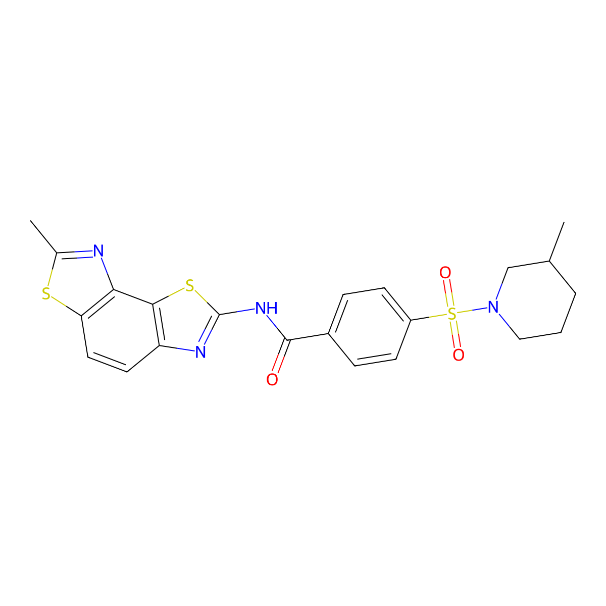 4-(3-methylpiperidin-1-yl)sulfonyl-N-(7-methyl-[1,3]thiazolo[5,4-e][1,3]benzothiazol-2-yl)benzamide molecular structure, CAS 500149-66-6