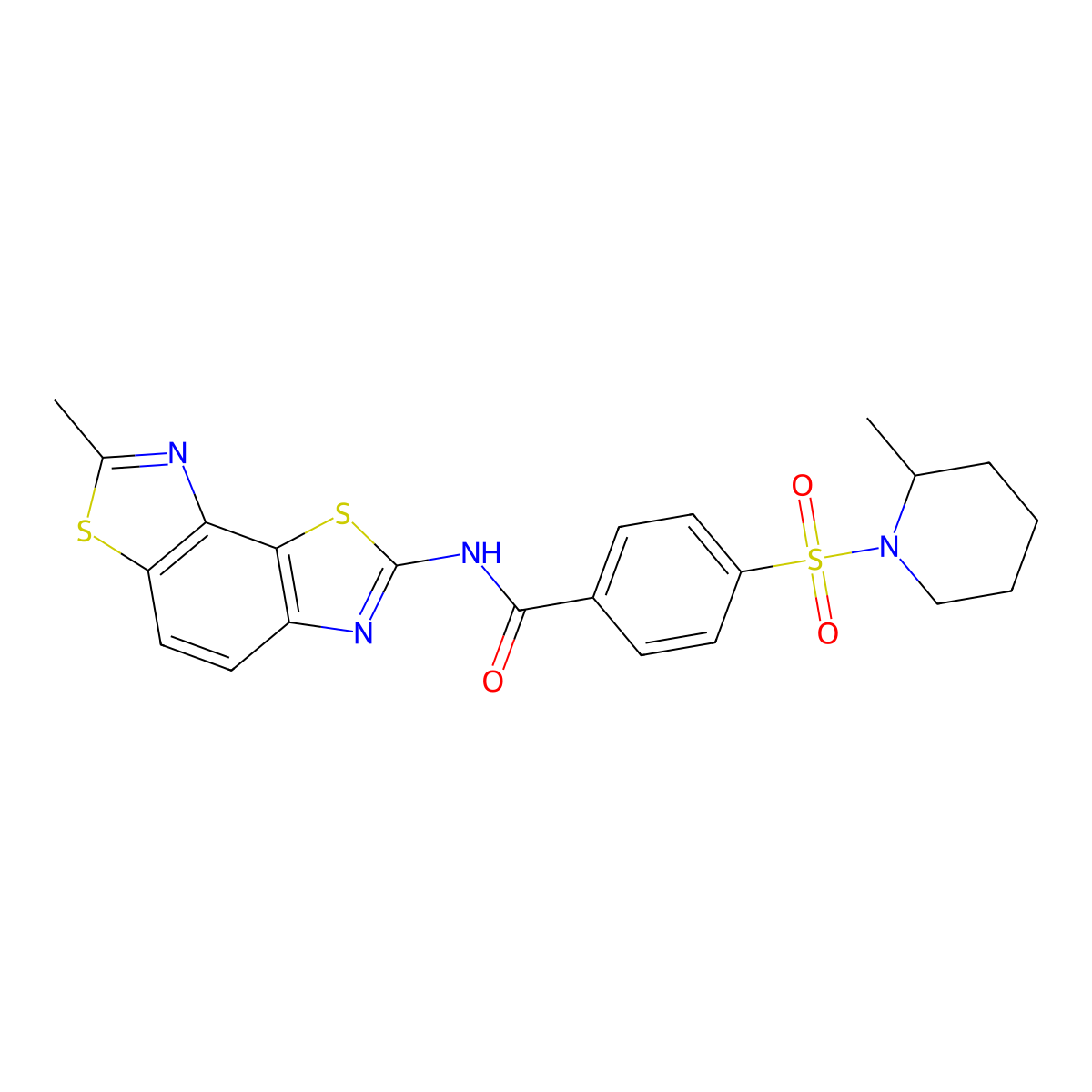 4-(2-methylpiperidin-1-yl)sulfonyl-N-(7-methyl-[1,3]thiazolo[5,4-e][1,3]benzothiazol-2-yl)benzamide molecular structure, CAS 500149-67-7