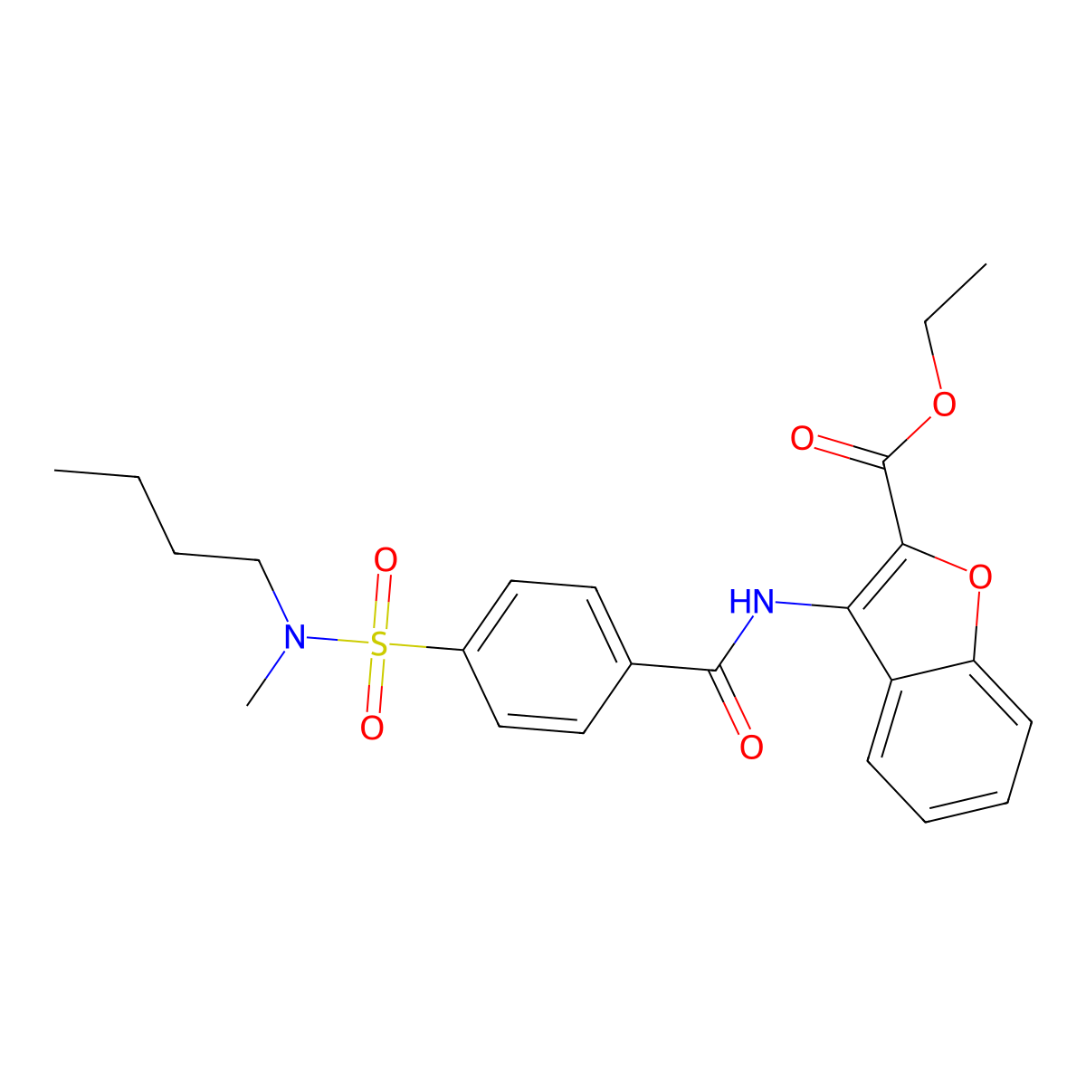 ethyl 3-(4-(N-butyl-N-methylsulfamoyl)benzamido)benzofuran-2-carboxylate molecular structure, CAS 500149-79-1