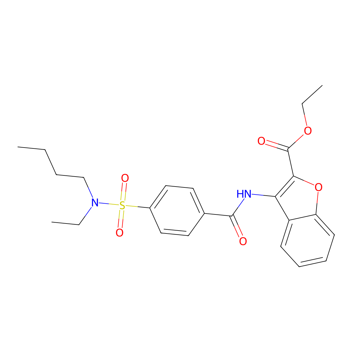 ethyl 3-(4-(N-butyl-N-ethylsulfamoyl)benzamido)benzofuran-2-carboxylate molecular structure, CAS 500149-80-4