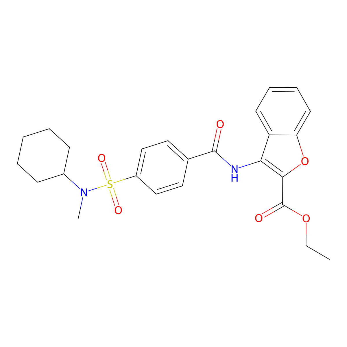 ethyl 3-(4-(N-cyclohexyl-N-methylsulfamoyl)benzamido)benzofuran-2-carboxylate molecular structure, CAS 500149-81-5