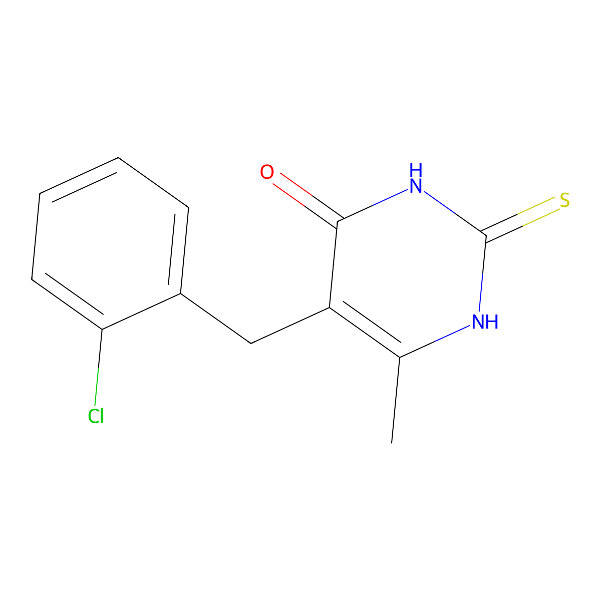 5-(2-Chlorobenzyl)-2-mercapto-6-methylpyrimidin-4-ol molecular structure, CAS 500156-98-9