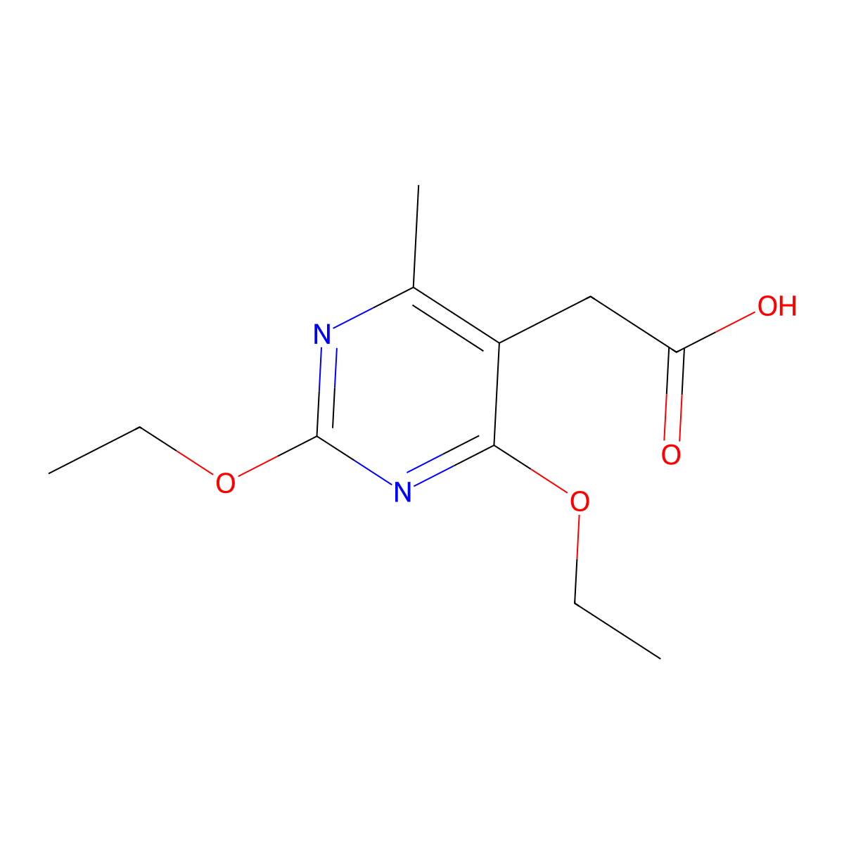 2-(2,4-Diethoxy-6-methylpyrimidin-5-yl)acetic acid molecular structure, CAS 500159-50-2