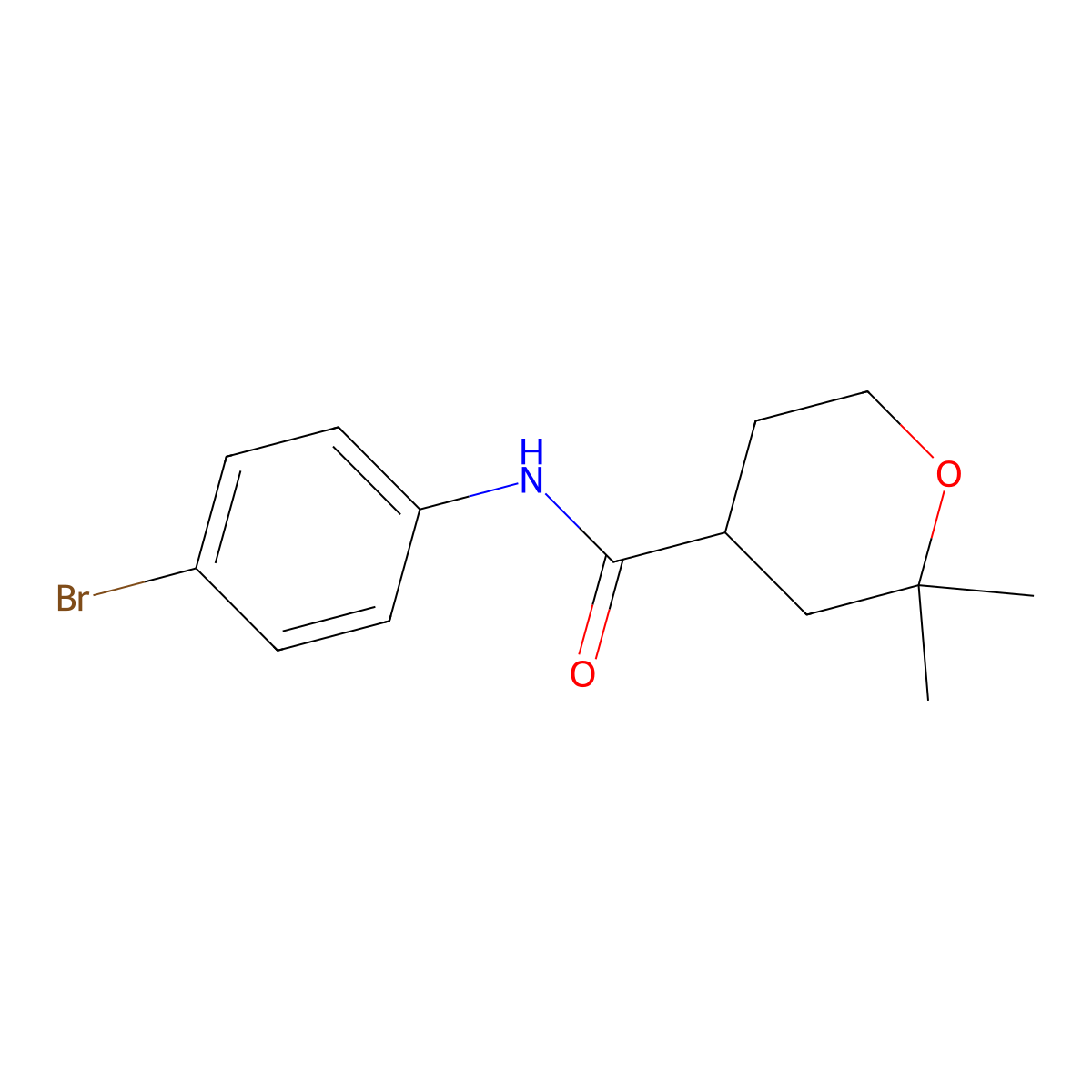 N-(4-bromophenyl)-2,2-dimethyloxane-4-carboxamide molecular structure, CAS 500160-50-9
