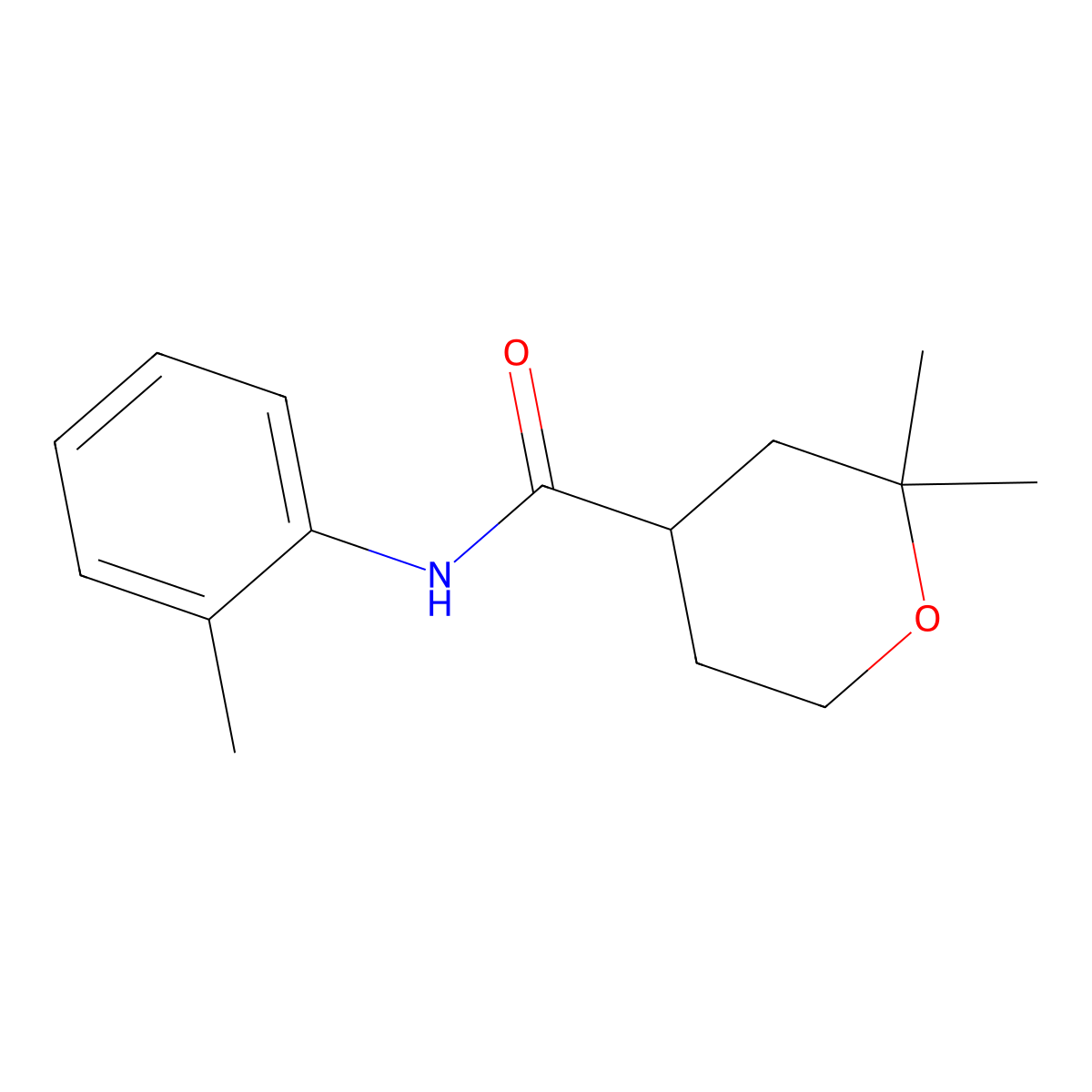 2,2-dimethyl-N-(2-methylphenyl)oxane-4-carboxamide molecular structure, CAS 500160-57-6