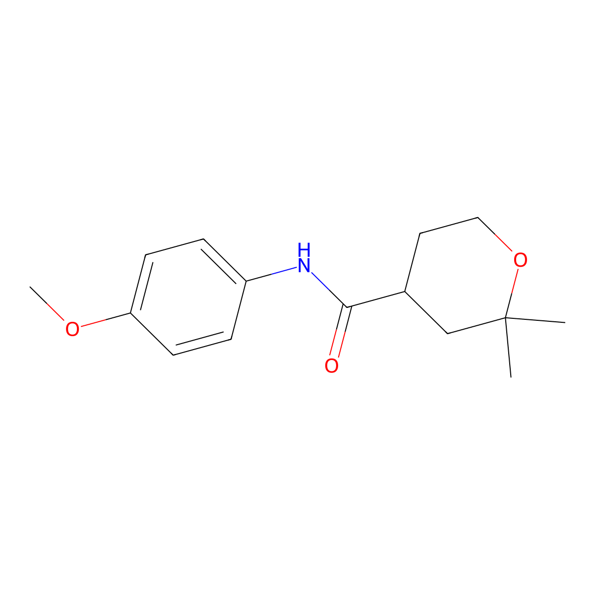 N-(4-methoxyphenyl)-2,2-dimethyloxane-4-carboxamide molecular structure, CAS 500160-65-6