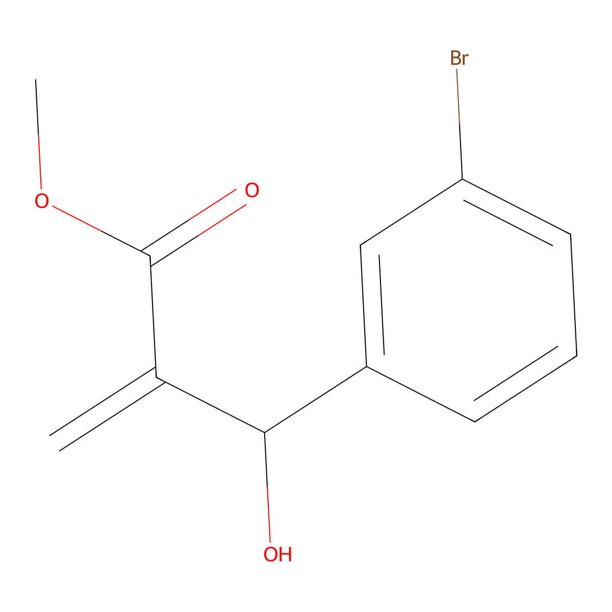 Methyl 2-[(3-bromophenyl)(hydroxy)methyl]prop-2-enoate molecular structure, CAS 500163-43-9
