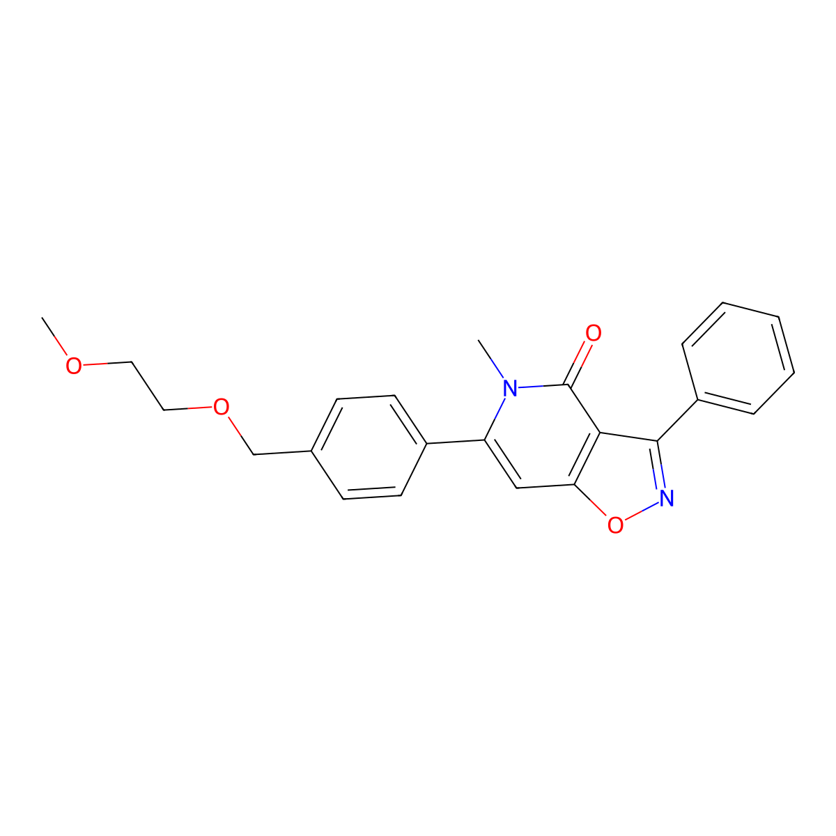 6-{4-[(2-methoxyethoxy)methyl]phenyl}-5-methyl-3-phenyl-4H,5H-[1,2]oxazolo[4,5-c]pyridin-4-one molecular structure, CAS 500164-74-9