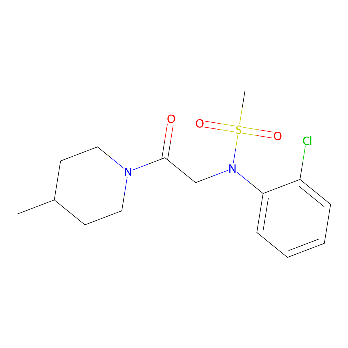 N-(2-chlorophenyl)-N-[2-(4-methylpiperidin-1-yl)-2-oxoethyl]methanesulfonamide molecular structure, CAS 500189-13-9