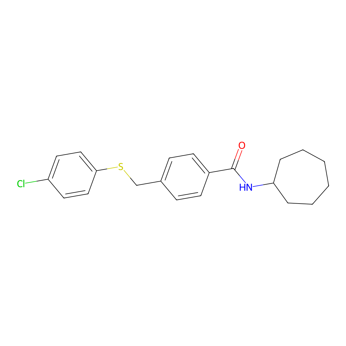 4-[(4-chlorophenyl)sulfanylmethyl]-N-cycloheptylbenzamide molecular structure, CAS 500192-66-5