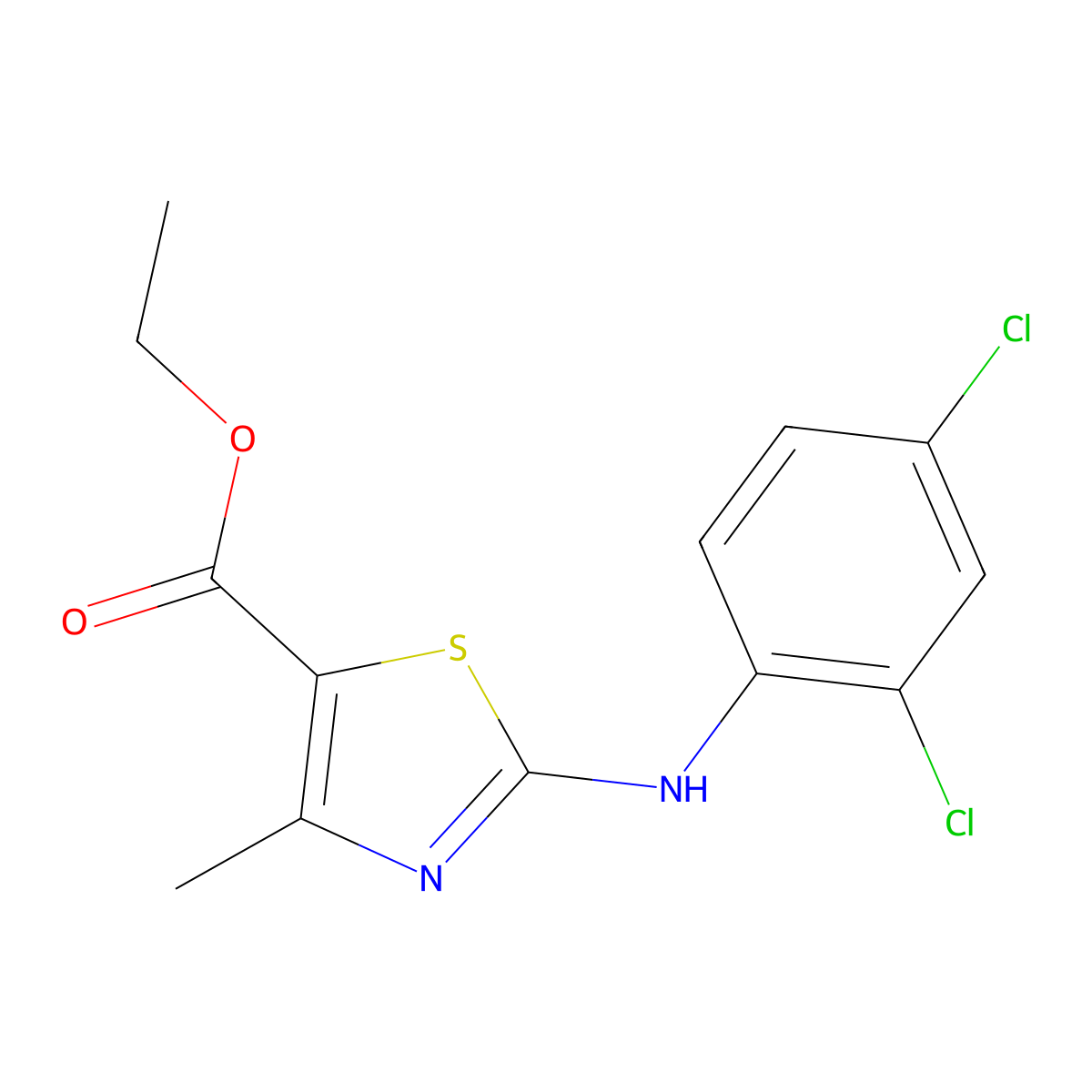 Ethyl 2-[(2,4-dichlorophenyl)amino]-4-methyl-1,3-thiazole-5-carboxylate molecular structure, CAS 500194-61-6