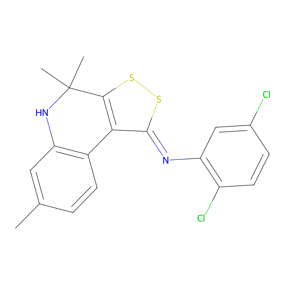 2,5-dichloro-N-[(1Z)-4,4,7-trimethyl-4,5-dihydro-1H-[1,2]dithiolo[3,4-c]quinolin-1-ylidene]aniline molecular structure, CAS 500195-04-0