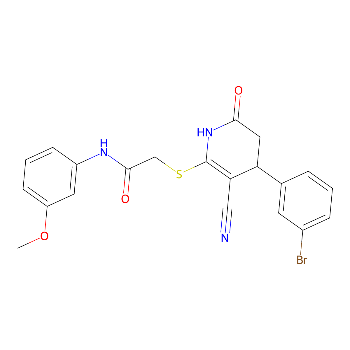 2-[[4-(3-bromophenyl)-5-cyano-2-oxo-3,4-dihydro-1H-pyridin-6-yl]sulfanyl]-N-(3-methoxyphenyl)acetamide molecular structure, CAS 500195-22-2