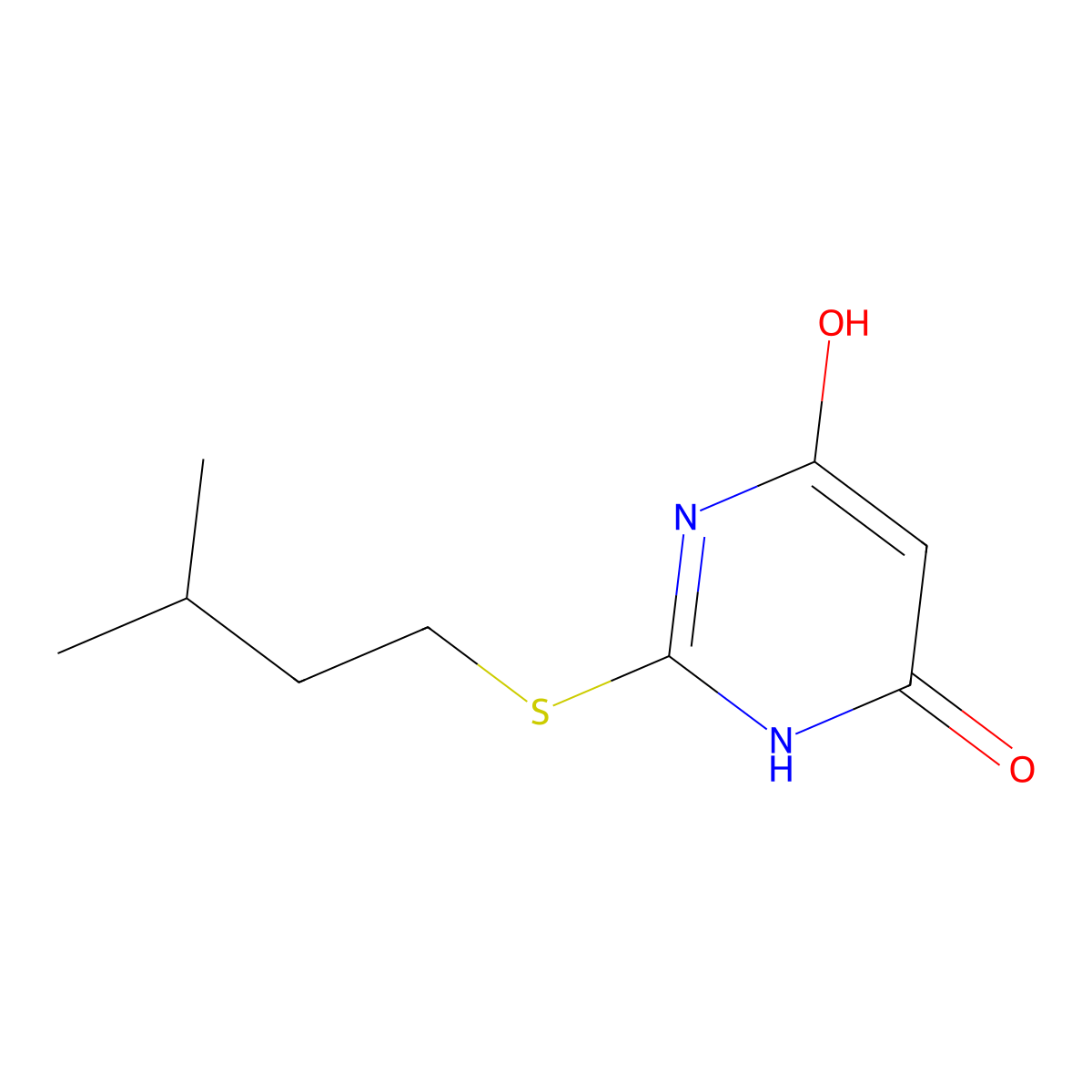 4-hydroxy-2-(3-methylbutylsulfanyl)-1H-pyrimidin-6-one molecular structure, CAS 500195-49-3
