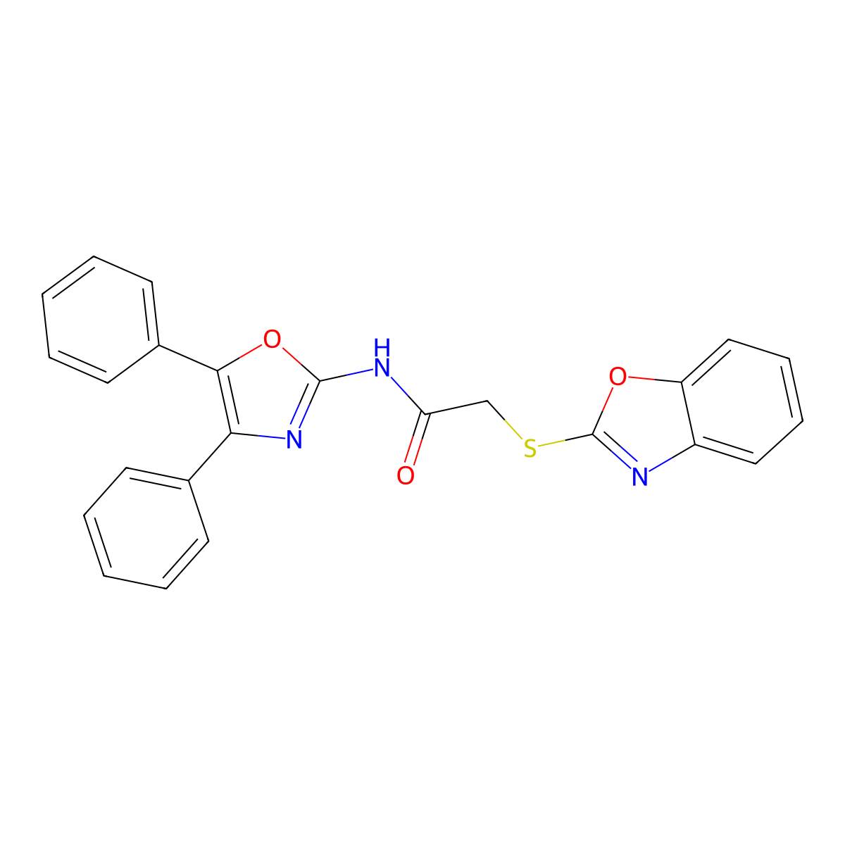 2-(1,3-benzoxazol-2-ylsulfanyl)-N-(4,5-diphenyl-1,3-oxazol-2-yl)acetamide molecular structure, CAS 500195-50-6