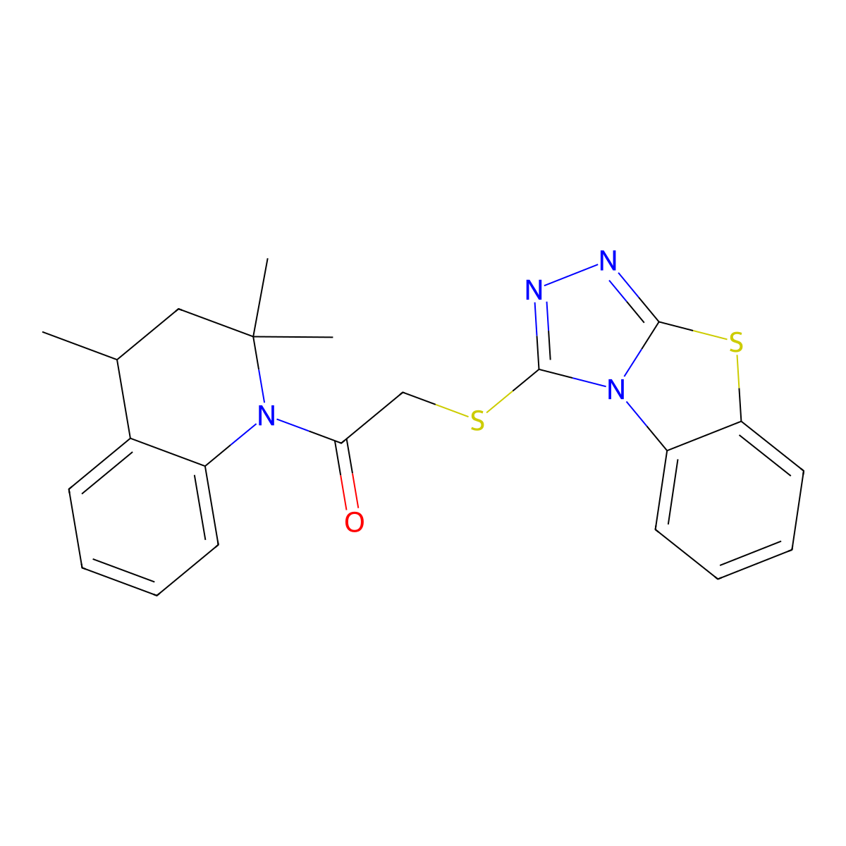 2-([1,2,4]triazolo[3,4-b][1,3]benzothiazol-3-ylsulfanyl)-1-(2,2,4-trimethyl-3,4-dihydroquinolin-1(2H)-yl)ethanone molecular structure, CAS 500195-67-5