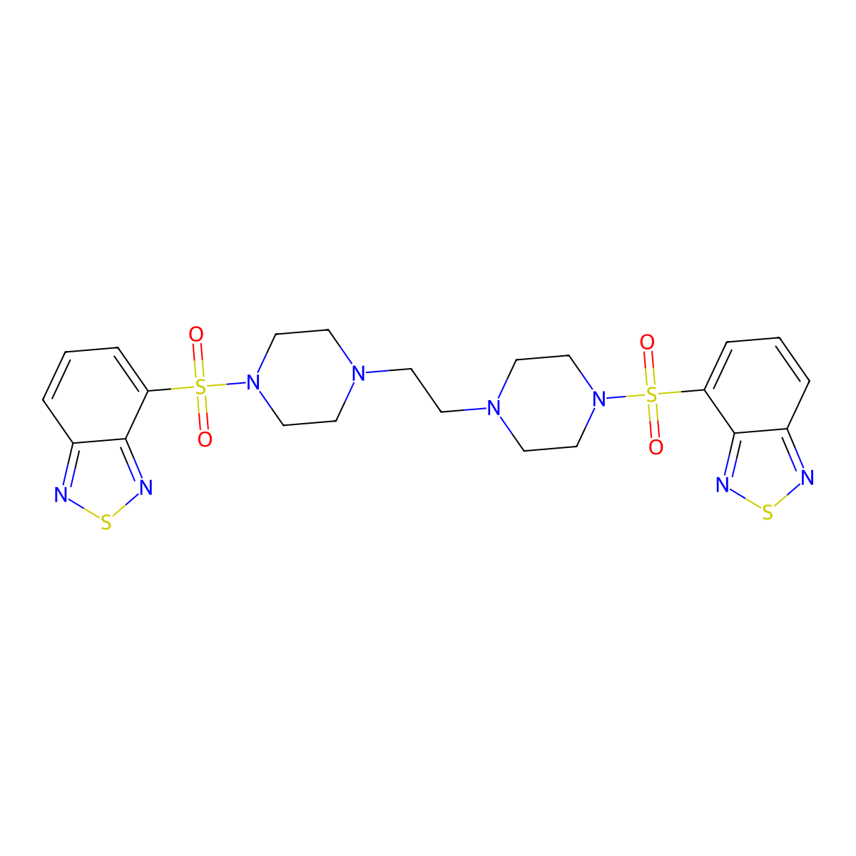 4-[4-[2-[4-(2,1,3-Benzothiadiazol-4-ylsulfonyl)piperazin-1-yl]ethyl]piperazin-1-yl]sulfonyl-2,1,3-benzothiadiazole molecular structure, CAS 500196-40-7