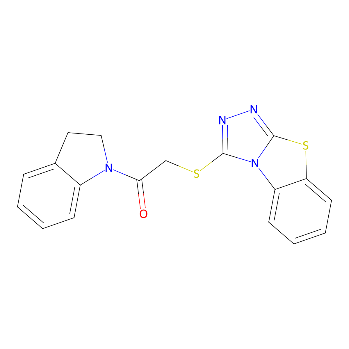 1-(2,3-dihydro-1H-indol-1-yl)-2-([1,2,4]triazolo[3,4-b][1,3]benzothiazol-3-ylsulfanyl)ethanone molecular structure, CAS 500196-60-1