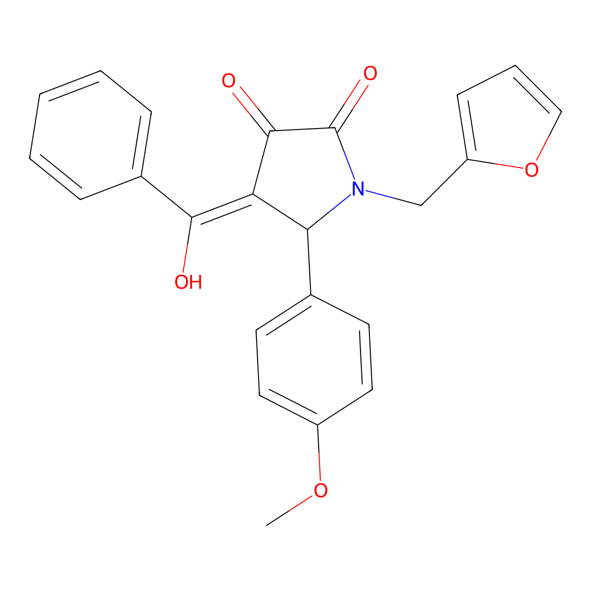 4-benzoyl-1-(2-furylmethyl)-3-hydroxy-5-(4-methoxyphenyl)-1,5-dihydro-2H-pyrrol-2-one molecular structure, CAS 500196-90-7
