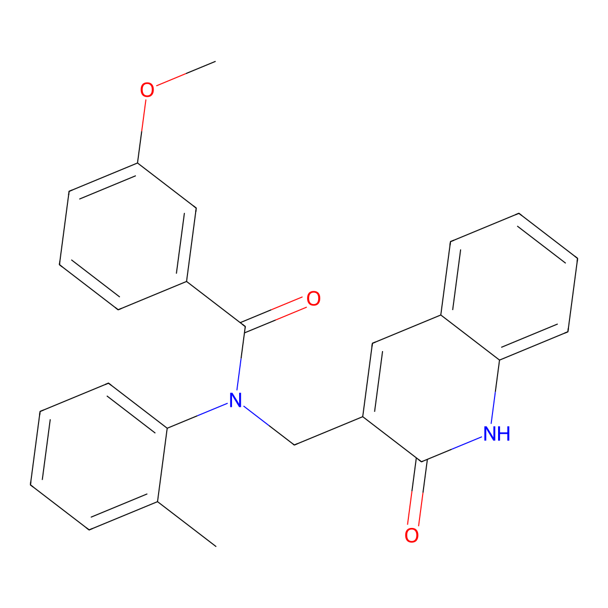 3-methoxy-N-(2-methylphenyl)-N-[(2-oxo-1H-quinolin-3-yl)methyl]benzamide molecular structure, CAS 500197-04-6