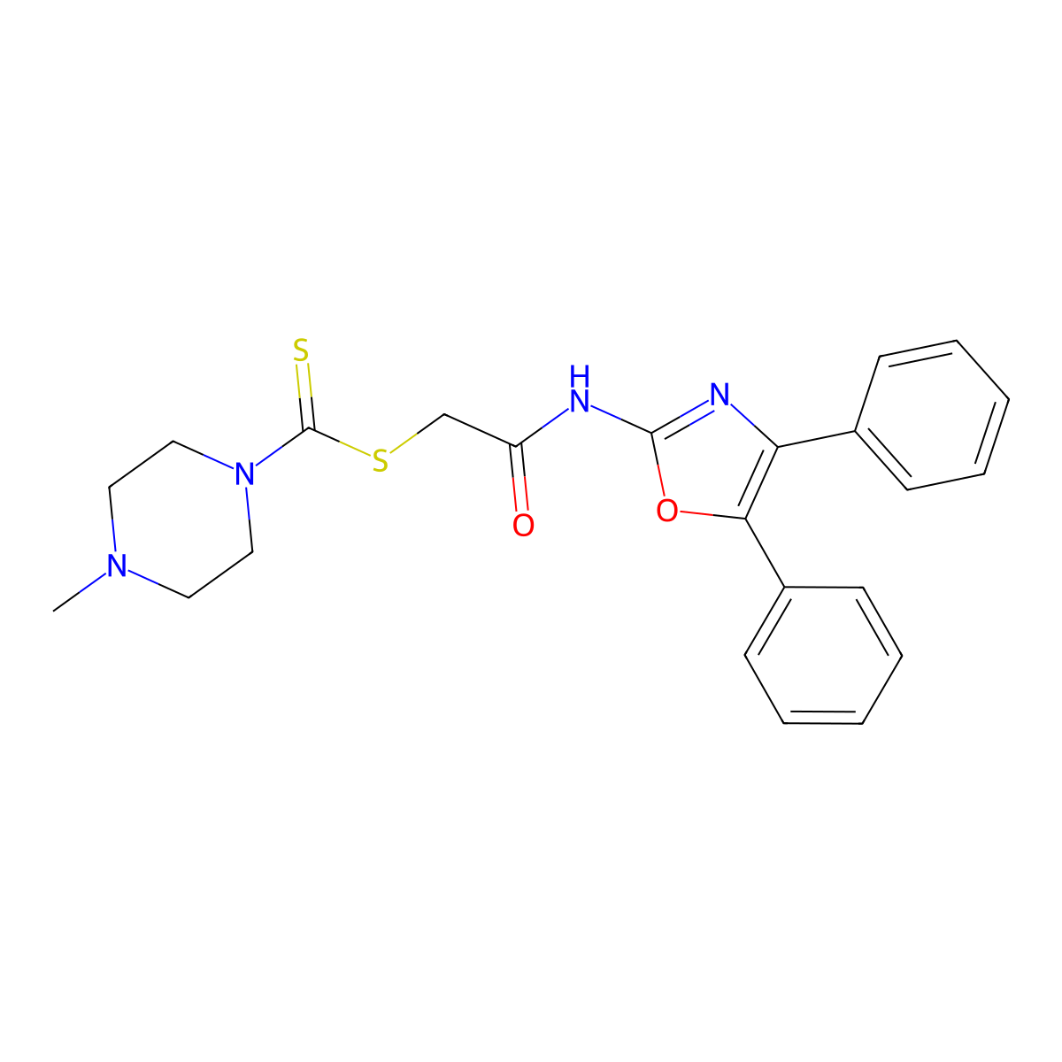 2-[(4,5-Diphenyl-1,3-oxazol-2-yl)amino]-2-oxoethyl 4-methyl-1-piperazinecarbodithioate molecular structure, CAS 500197-12-6