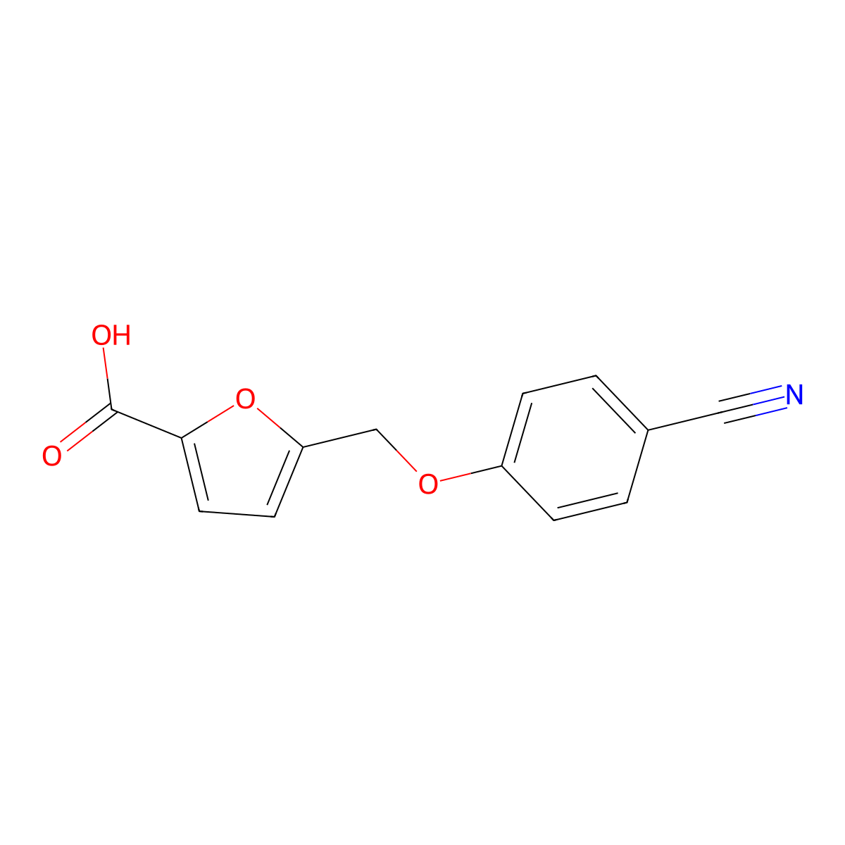 5-[(4-Cyanophenoxy)methyl]-2-furoic acid molecular structure, CAS 500197-21-7