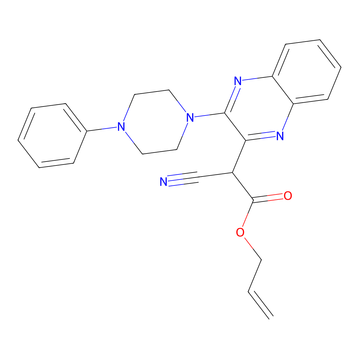 Allyl 2-cyano-2-(3-(4-phenylpiperazin-1-yl)quinoxalin-2-yl)acetate molecular structure, CAS 500197-59-1