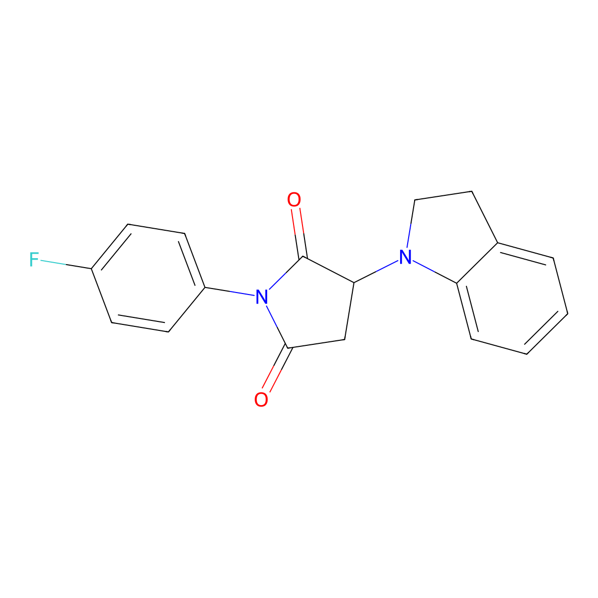 3-(2,3-dihydro-1H-indol-1-yl)-1-(4-fluorophenyl)pyrrolidine-2,5-dione molecular structure, CAS 500197-66-0