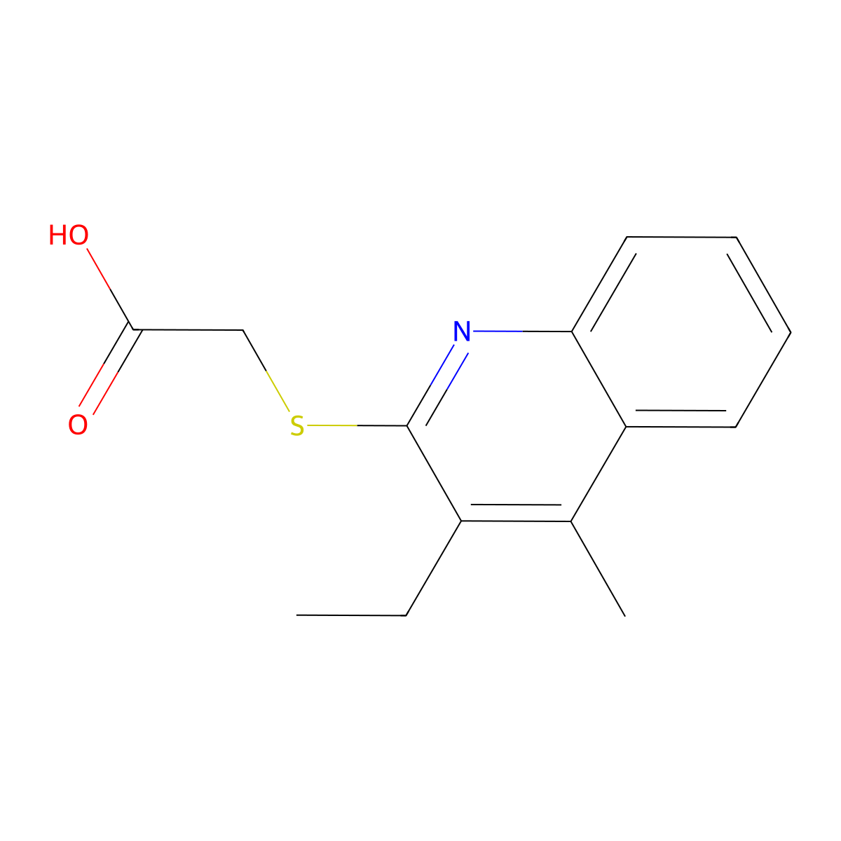 2-(3-Ethyl-4-methylquinolin-2-yl)sulfanylacetic acid molecular structure, CAS 500197-67-1