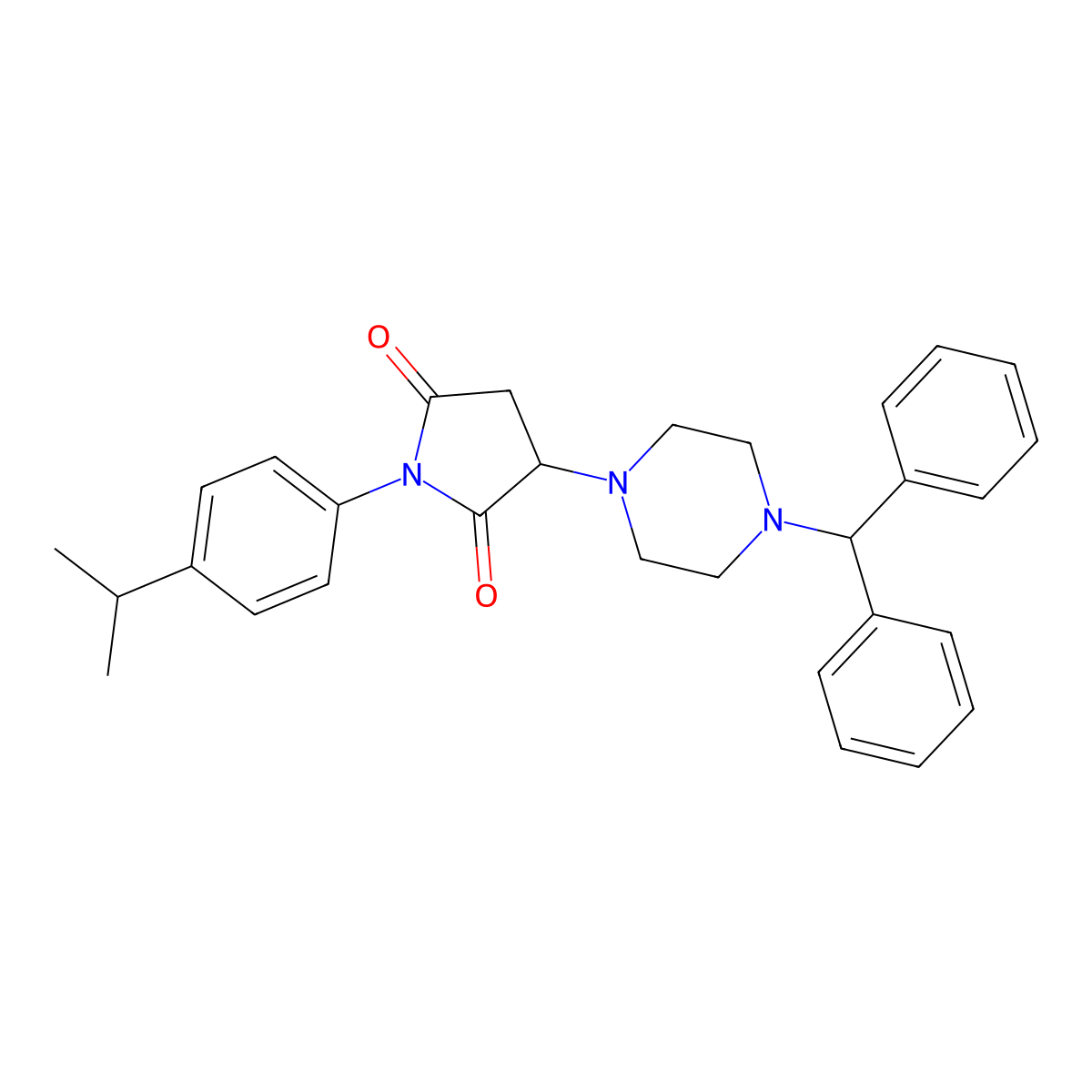 3-[4-(Diphenylmethyl)piperazin-1-yl]-1-[4-(propan-2-yl)phenyl]pyrrolidine-2,5-dione molecular structure, CAS 500197-69-3