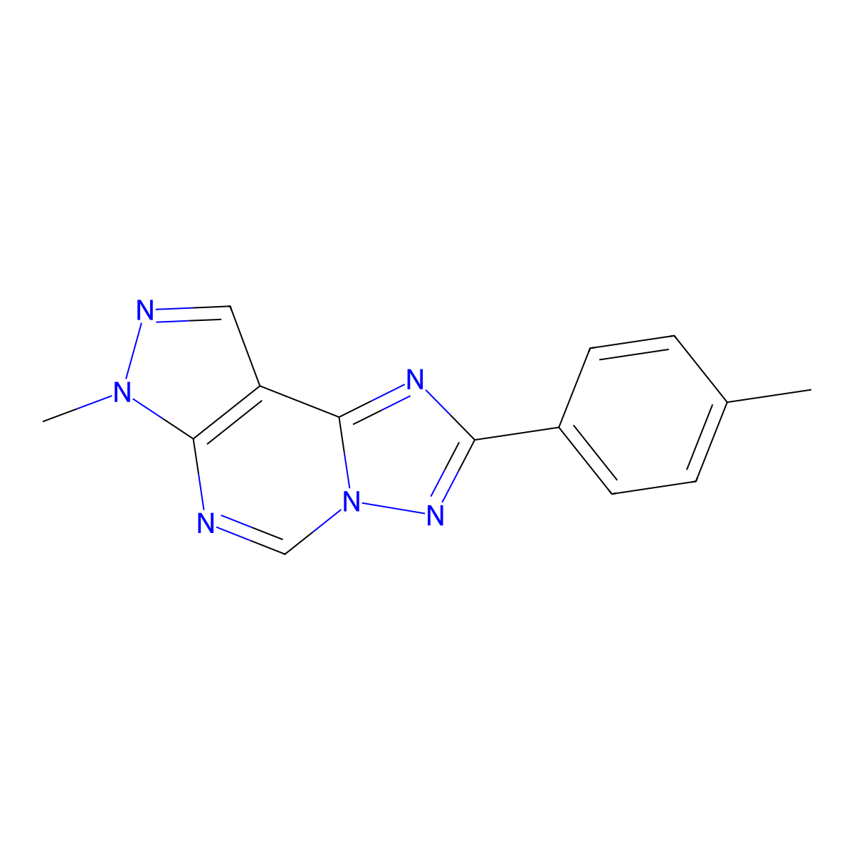 7-methyl-2-(p-tolyl)-7H-pyrazolo[4,3-e][1,2,4]triazolo[1,5-c]pyrimidine molecular structure, CAS 500197-98-8