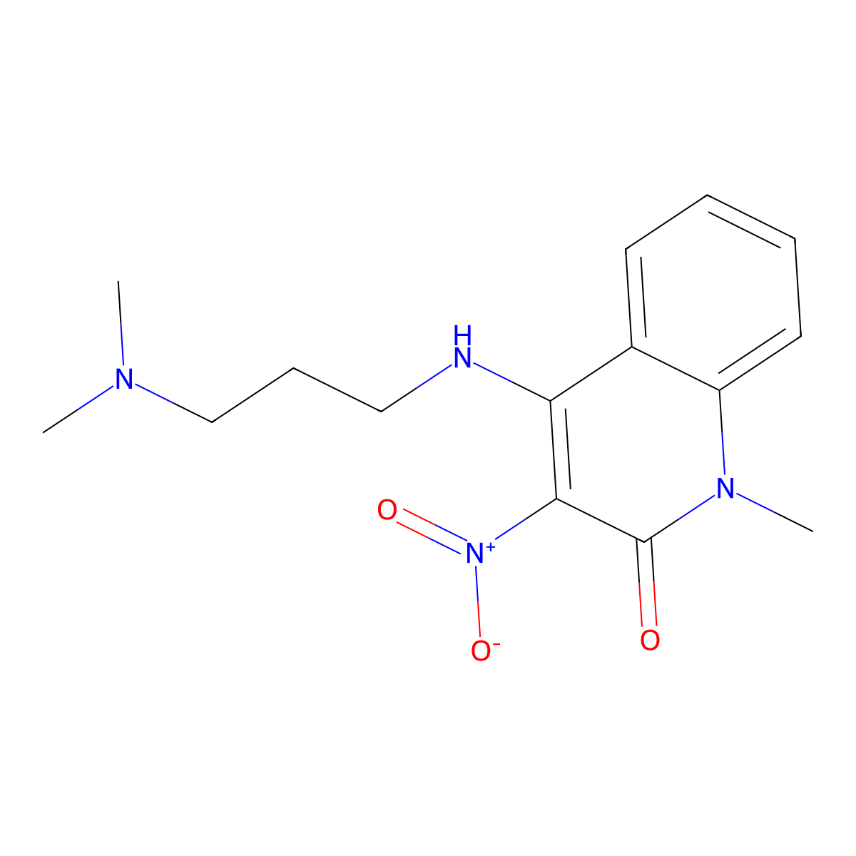 4-[3-(Dimethylamino)propylamino]-1-methyl-3-nitroquinolin-2-one molecular structure, CAS 500198-46-9