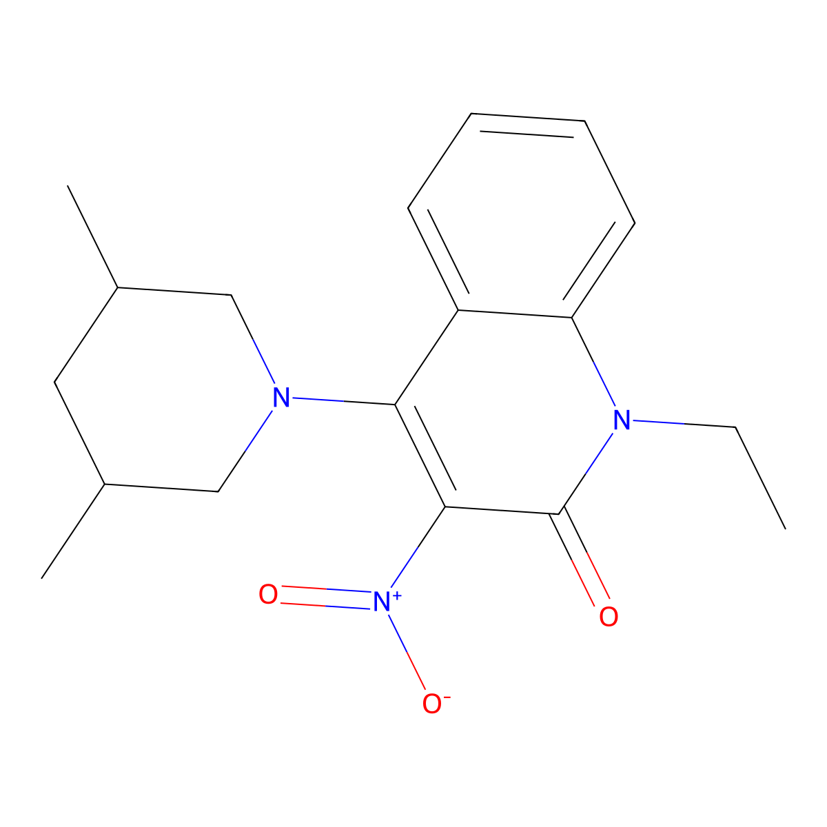 4-(3,5-Dimethylpiperidin-1-yl)-1-ethyl-3-nitroquinolin-2-one molecular structure, CAS 500198-49-2
