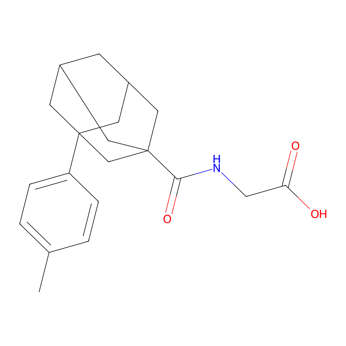 N-{[3-(4-methylphenyl)-1-adamantyl]carbonyl}glycine molecular structure, CAS 500198-50-5