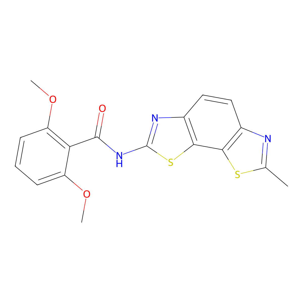 2,6-dimethoxy-N-(7-methyl-[1,3]thiazolo[4,5-g][1,3]benzothiazol-2-yl)benzamide molecular structure, CAS 500198-53-8