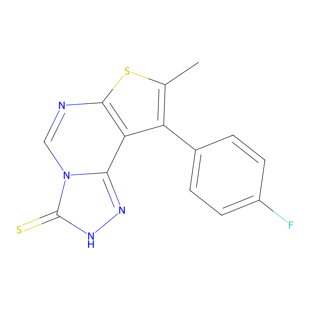 9-(4-fluorophenyl)-8-methylthieno[3,2-e][1,2,4]triazolo[4,3-c]pyrimidine-3(2H)-thione molecular structure, CAS 500198-73-2