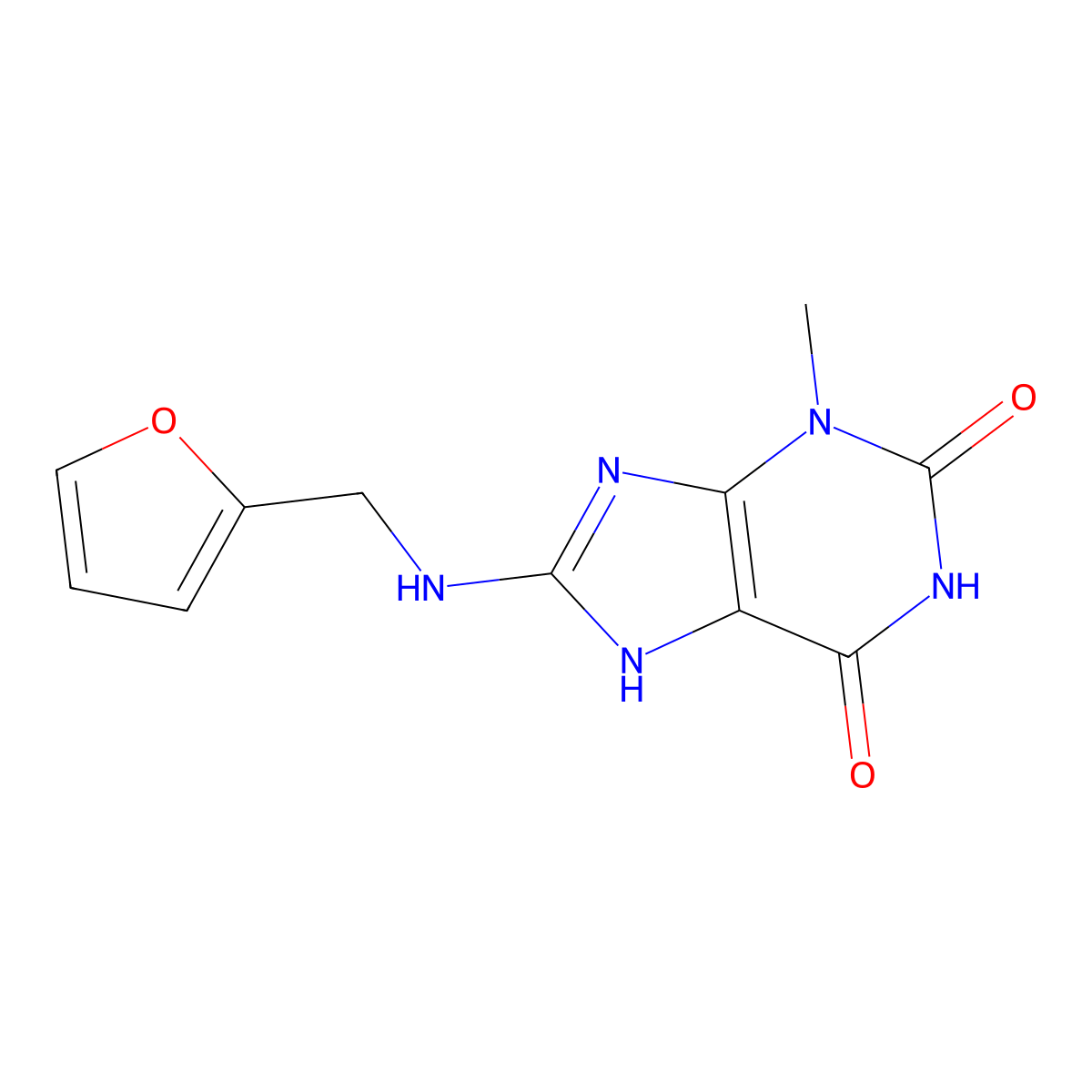 8-(furan-2-ylmethylamino)-3-methyl-7H-purine-2,6-dione molecular structure, CAS 500198-81-2