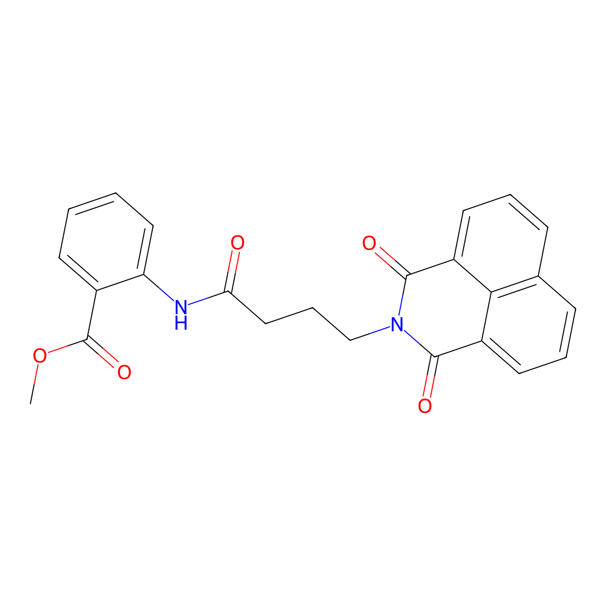methyl 2-(4-(1,3-dioxo-1H-benzo[de]isoquinolin-2(3H)-yl)butanamido)benzoate molecular structure, CAS 500198-91-4