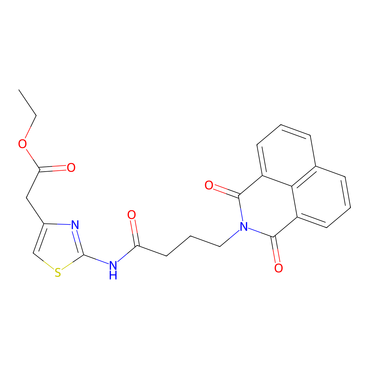 ethyl 2-(2-(4-(1,3-dioxo-1H-benzo[de]isoquinolin-2(3H)-yl)butanamido)thiazol-4-yl)acetate molecular structure, CAS 500198-92-5
