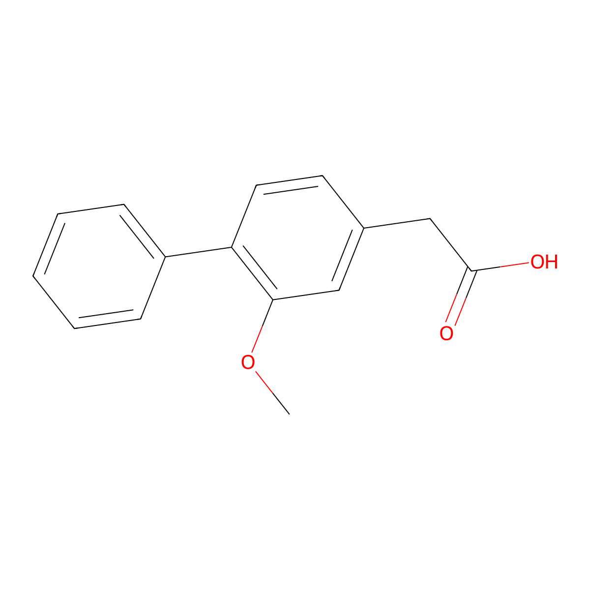 [1,1'-Biphenyl]-4-acetic acid, 2-methoxy- molecular structure, CAS 5002-27-7